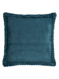 Catherine Lansfield teal blue velvet and faux fur cushion 55x55cm - British product