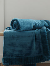 Next Catherine Lansfield Teal Blue Velvet and Faux Fur Soft and Cosy Throw- Buy online at McGrocer