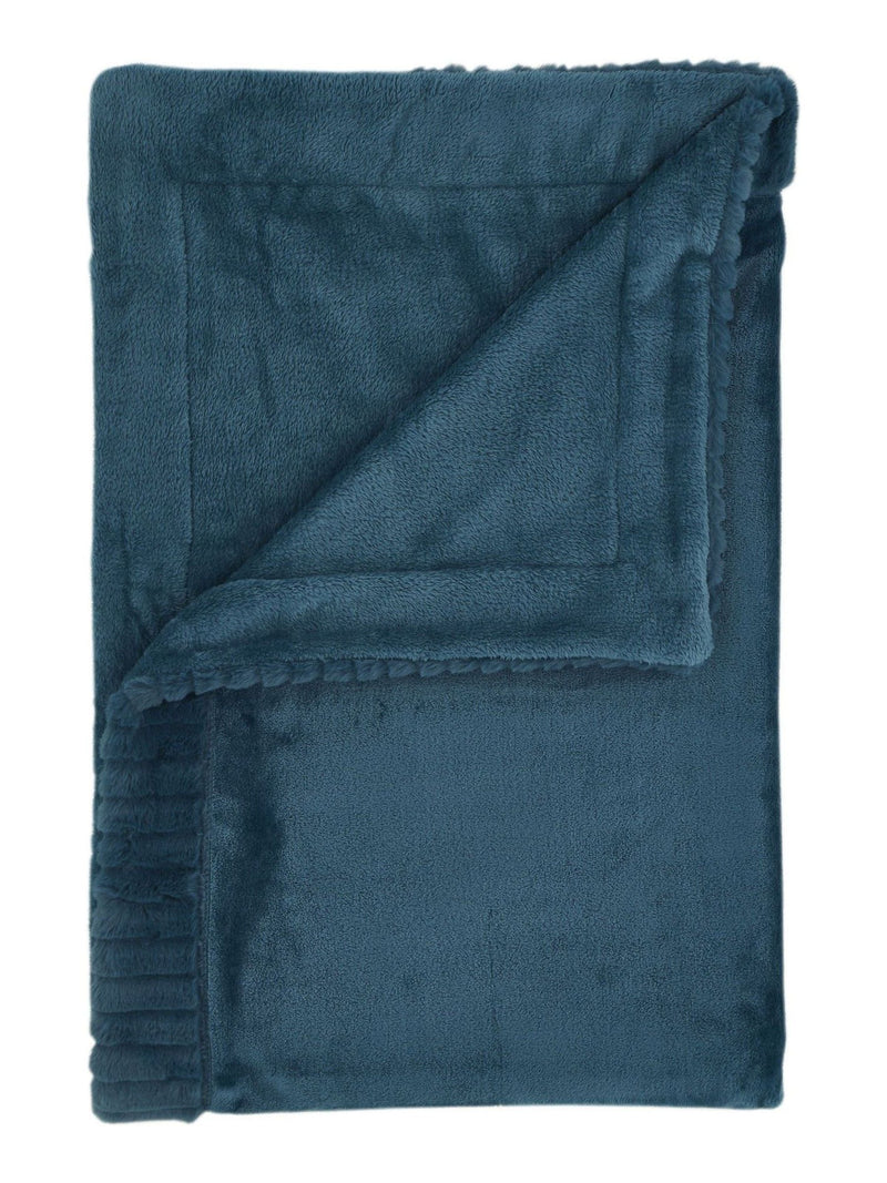 Catherine Lansfield teal blue velvet faux fur throw 150x200cm - British product