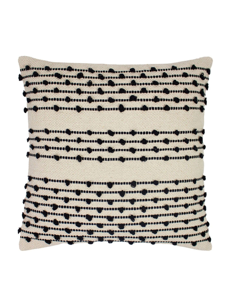 Furn Mossa woven cushion neutral with black stripes, imported from the UK