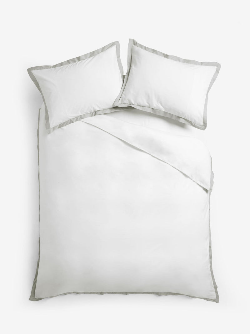 White and silver cotton rich duvet cover and pillowcase set (British brand)