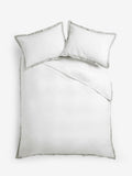 White/Silver Cotton Rich Oxford Duvet Cover and Pillowcase Set