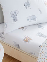 Bianca Natural Zoo Animals 100% Cotton Fitted Sheet