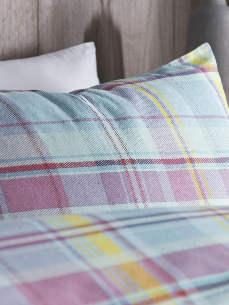 Appletree Blue Hygge Applecross Check duvet cover and pillowcase set - British product