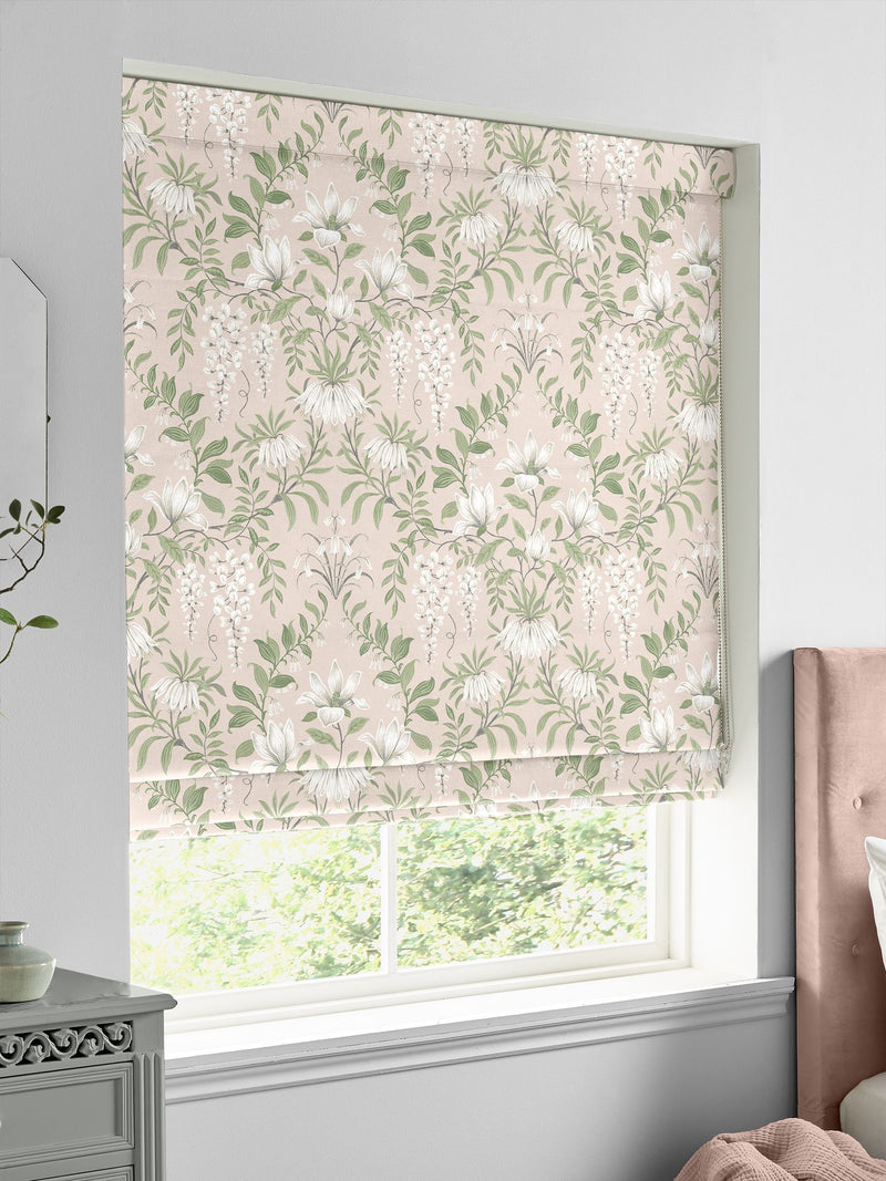 Laura Ashley Blush Pink Parterre Roman blind made to measure, UK version