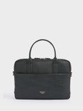 Osprey London Black Kellie croc grain leather laptop bag - British product