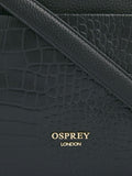 Osprey London Black Kellie croc grain leather laptop bag - British product