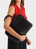 Osprey London Black Kellie croc grain leather laptop bag - British product