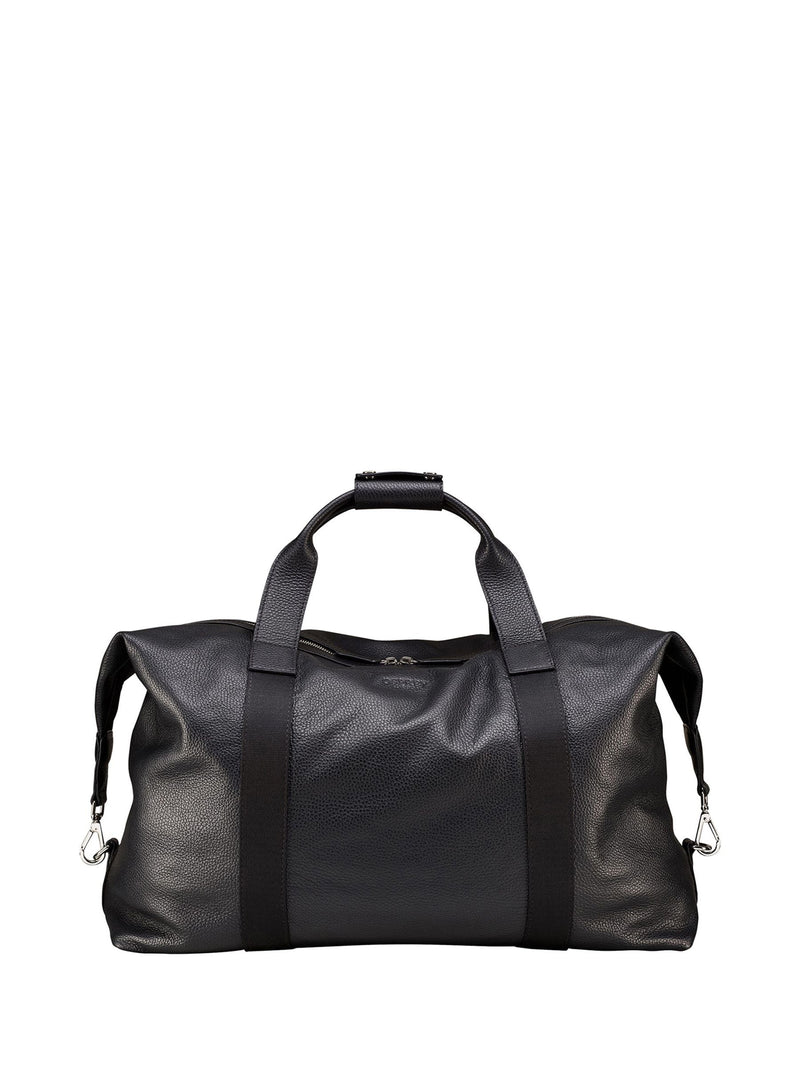 Osprey London black tumbled leather Toby weekender bag, imported from the UK