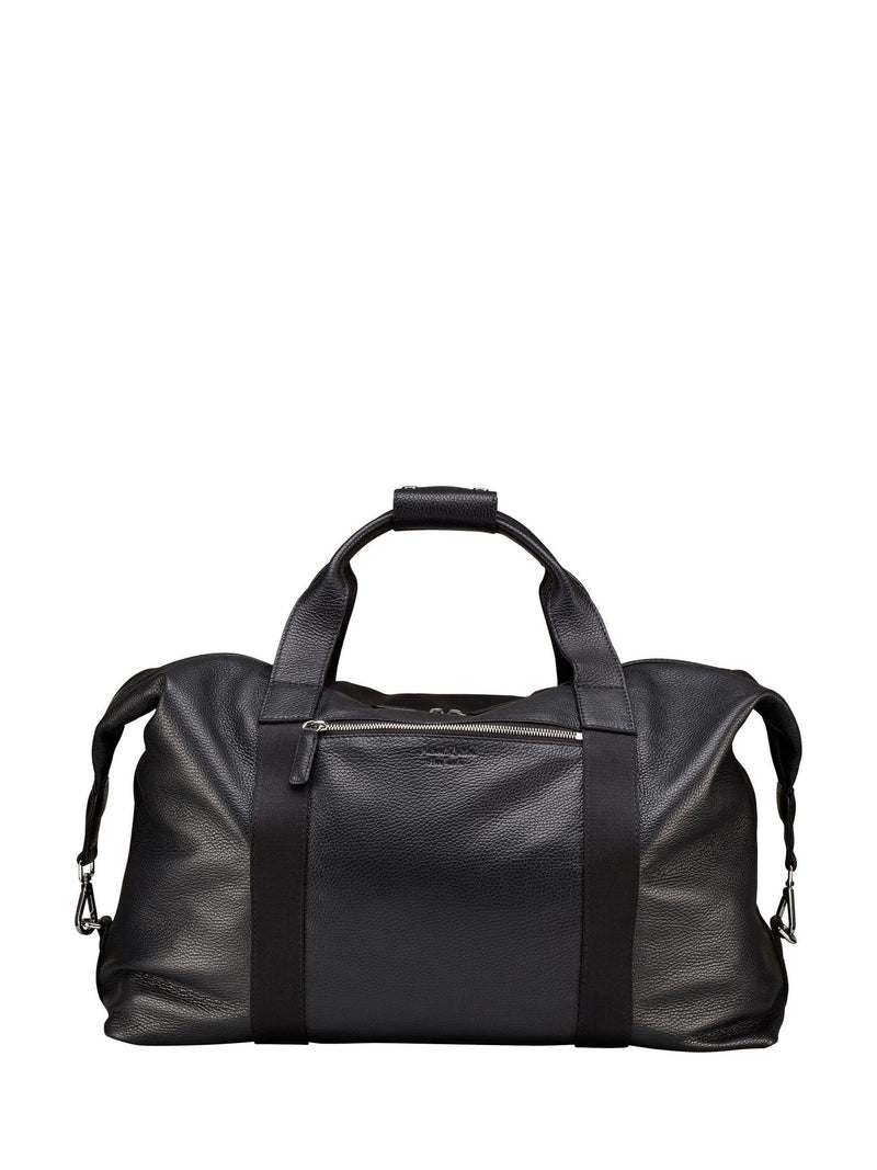 Osprey London black tumbled leather Toby weekender bag, imported from the UK