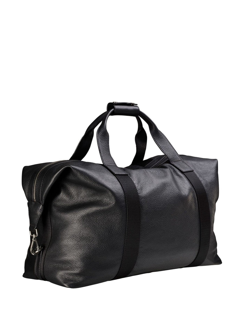 Osprey London black tumbled leather Toby weekender bag, imported from the UK