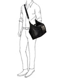 Osprey London black tumbled leather Toby weekender bag, imported from the UK