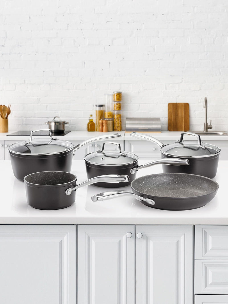 Stellar Grey Rocktanium saucepan set 5 piece (British brand)