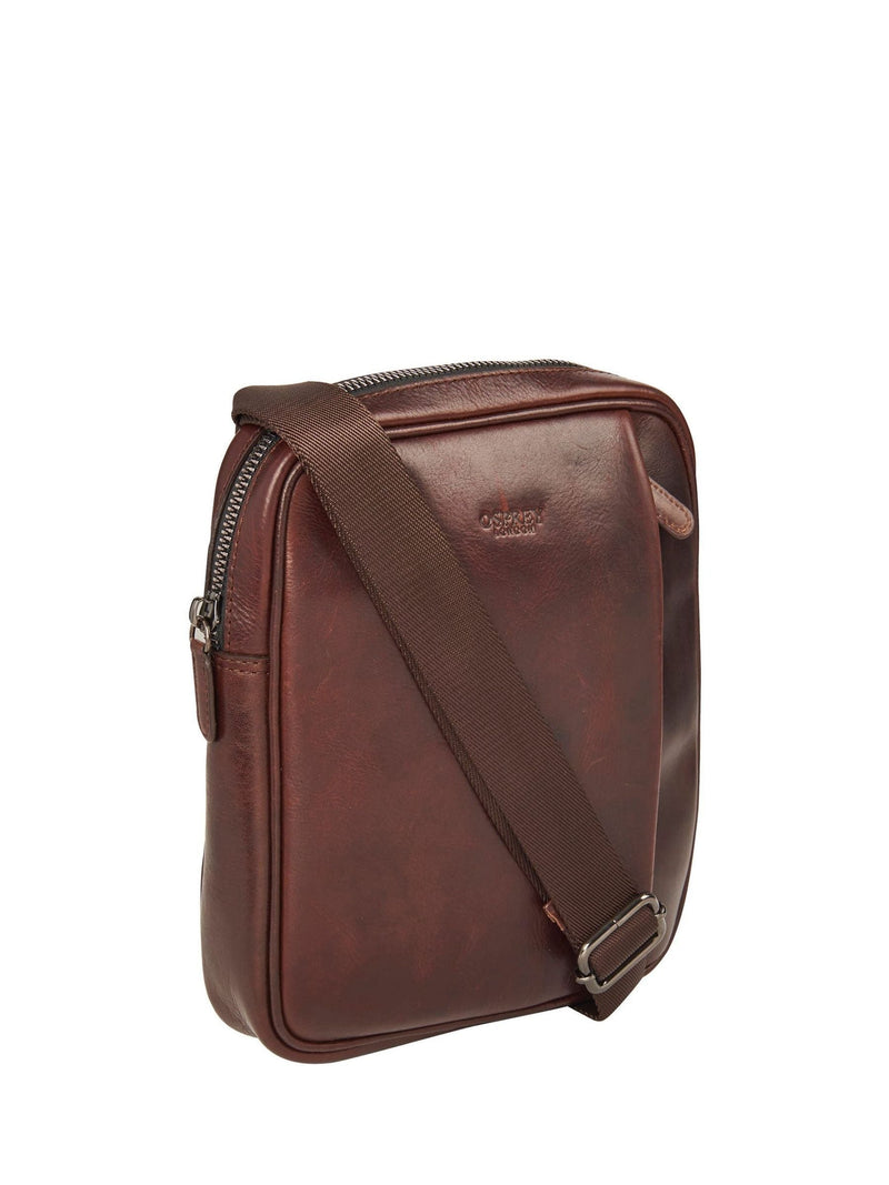 Osprey London brown Carter small saddle leather messenger bag - British product
