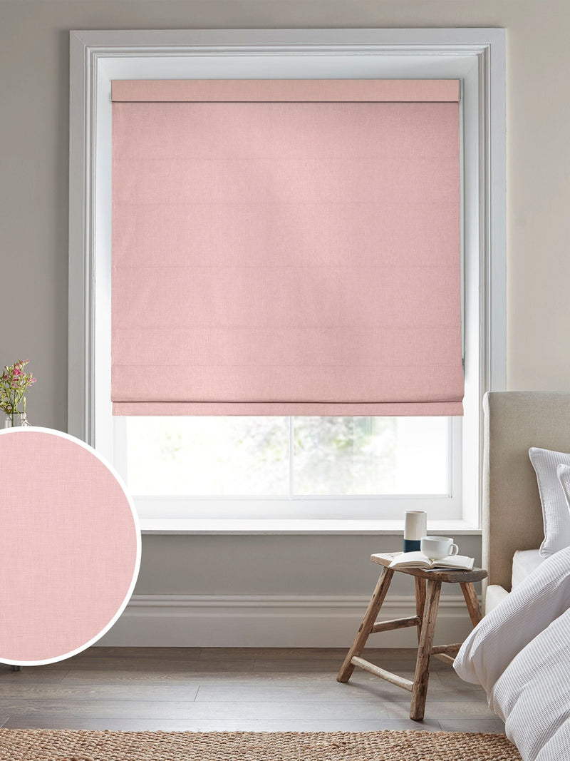 Laura Ashley blush pink Easton roman blind, imported from the UK