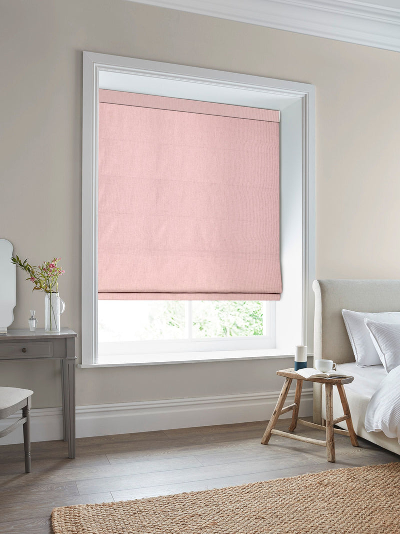 Laura Ashley blush pink Easton roman blind, imported from the UK