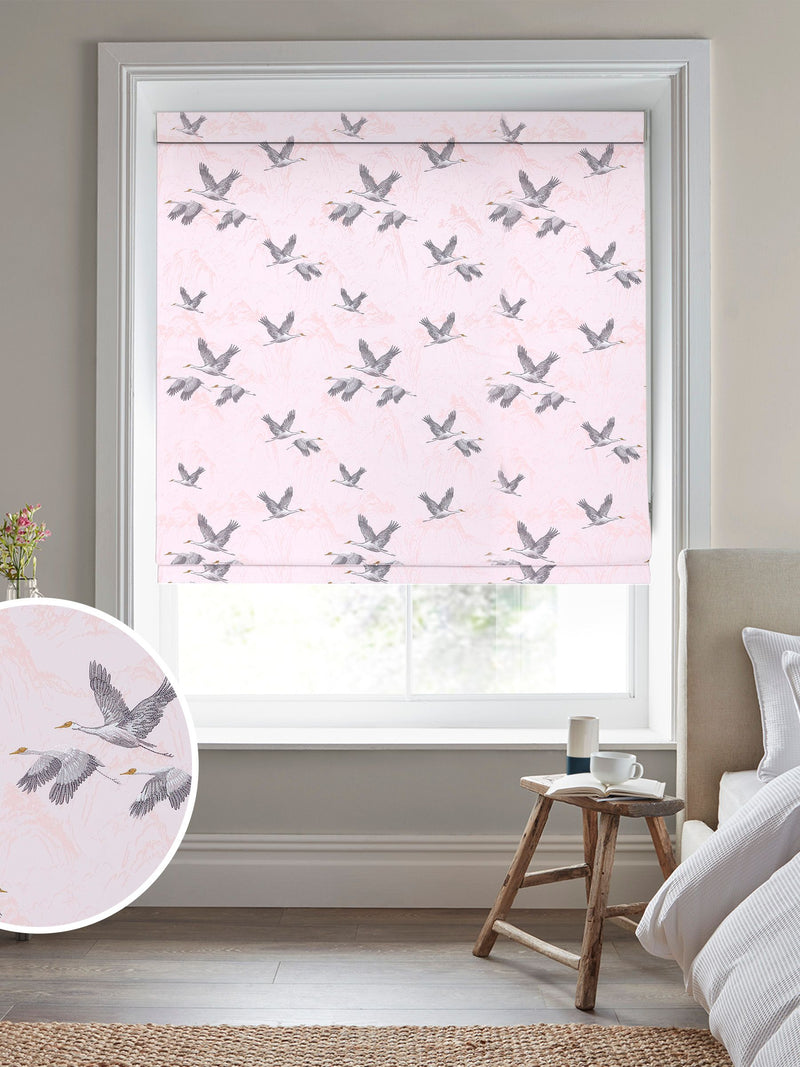 Laura Ashley pink animalia embroidered roman blind, imported from the UK