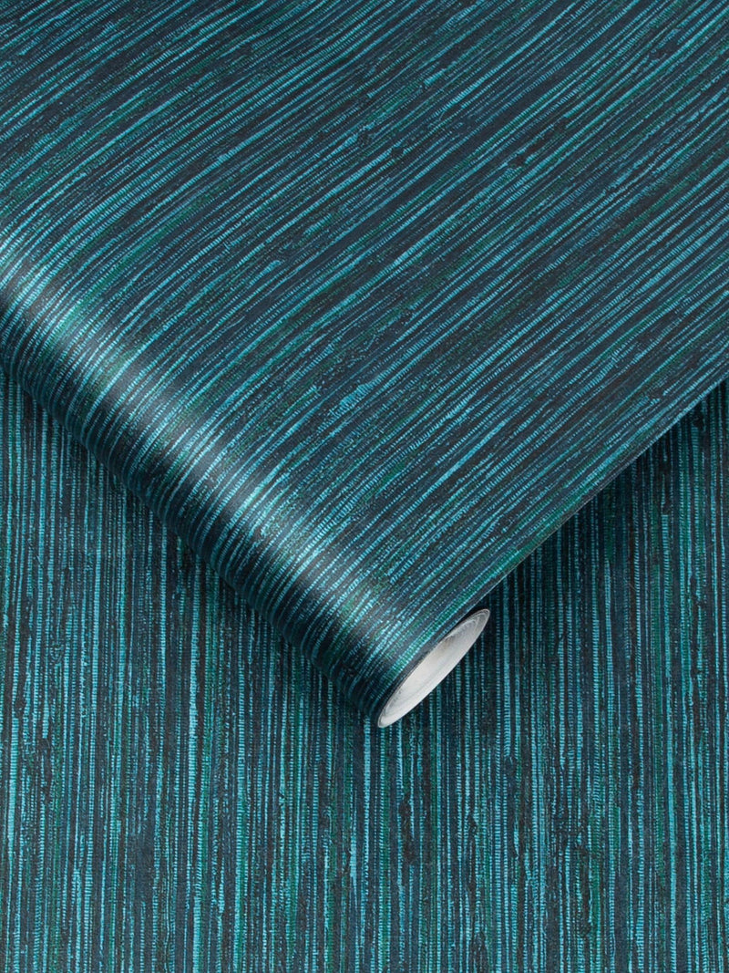 Graham & Brown Teal Blue Grasscloth wallpaper 10M (British brand)