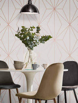 Next Graham & Brown Harmony Geo White Rose Gold Wallpaper Sample- Buy online at McGrocer