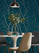 Next Graham & Brown Teal Blue Boreas Wallpaper Sample- Buy online at McGrocer