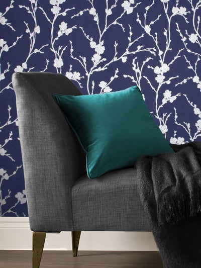 Next Graham & Brown Cobalt Blue Meiying Floral Wallpaper Sample- Buy online at McGrocer