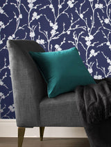 Next Graham & Brown Cobalt Blue Meiying Floral Wallpaper Sample- Buy online at McGrocer