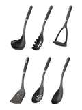Fusion black nylon 6-piece utensil set - British product