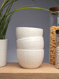 Artisan Street white nibble bowls set of 3 on acacia wood board - British product