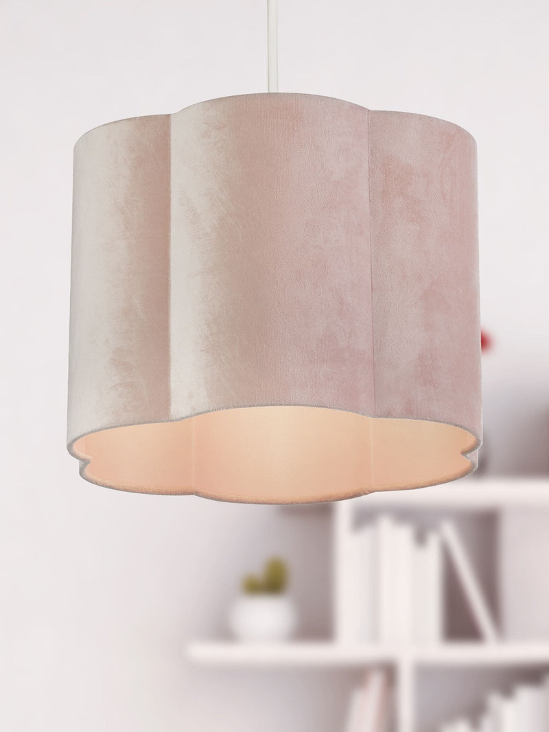 Searchlight Hettie blush pink velvet ceiling shade (British brand)