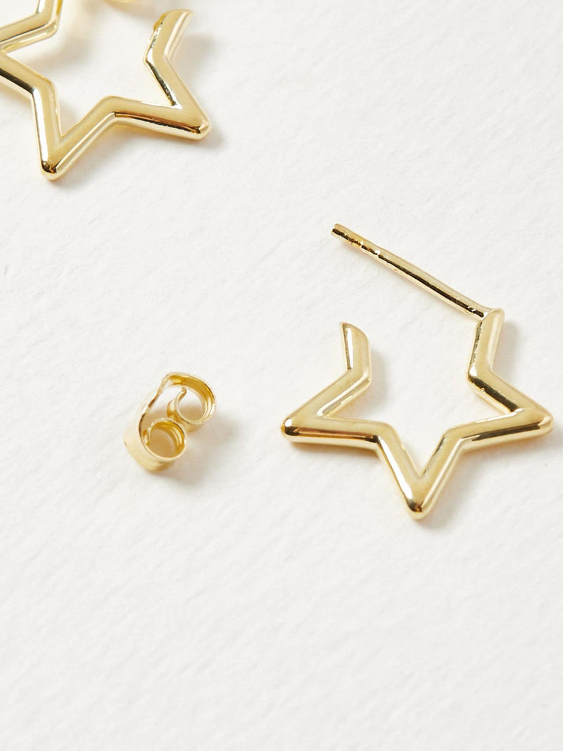 Oliver Bonas small star outline hoop earrings, imported from the UK