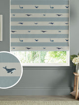 Next Sophie Allport Duck Egg Blue Kids Whale Roman Blind 100% Cotton- Buy online at McGrocer