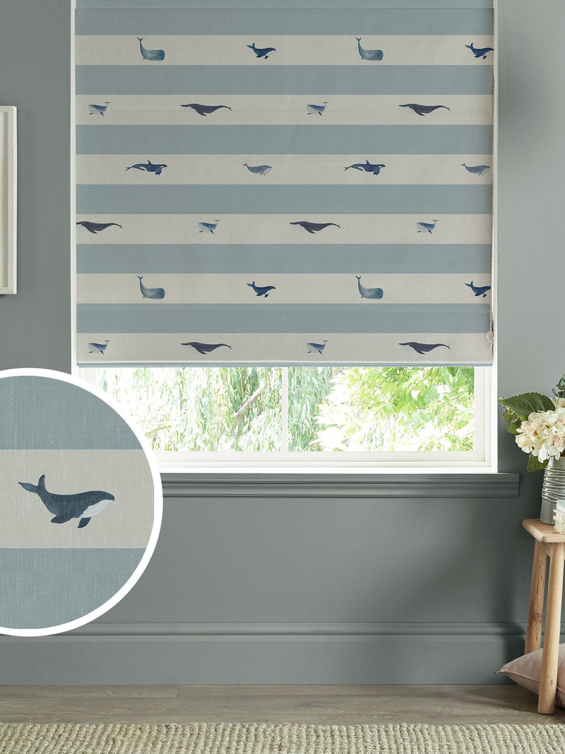 Sophie Allport roman blind duck egg blue whale design - British product