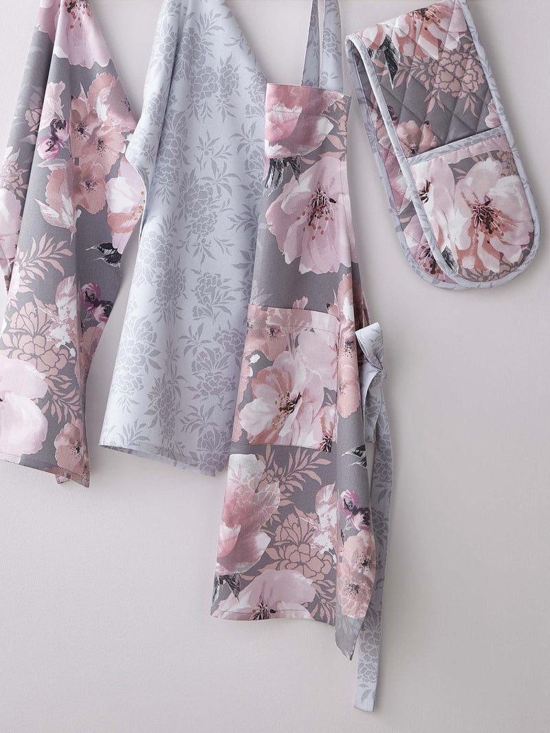 Catherine Lansfield grey dramatic floral double oven glove - British product