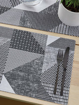 Catherine Lansfield Grey Larsson Geo Wipeable 100% Cotton Placemats Set of 2