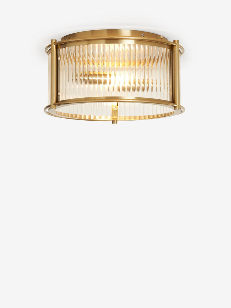 Hertford ceiling light with nickel finish and reeded glass (British brand)