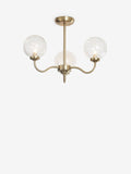 Brass Bourton flush ceiling light with 3 glass shades, imported from the UK