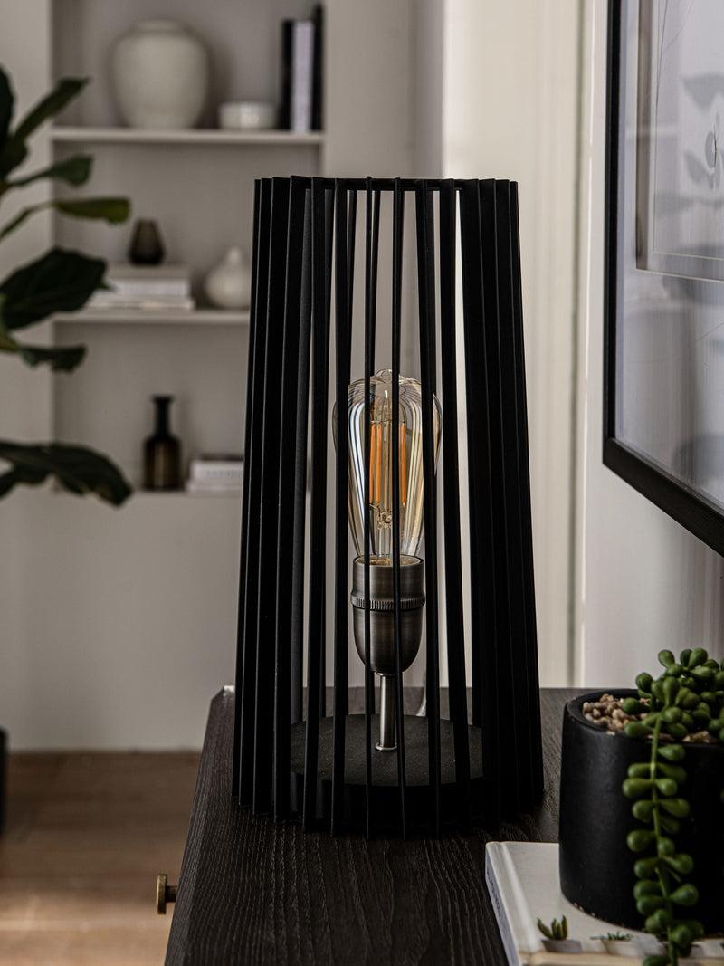 Black Brooklyn table lamp 35cm height, imported from the UK