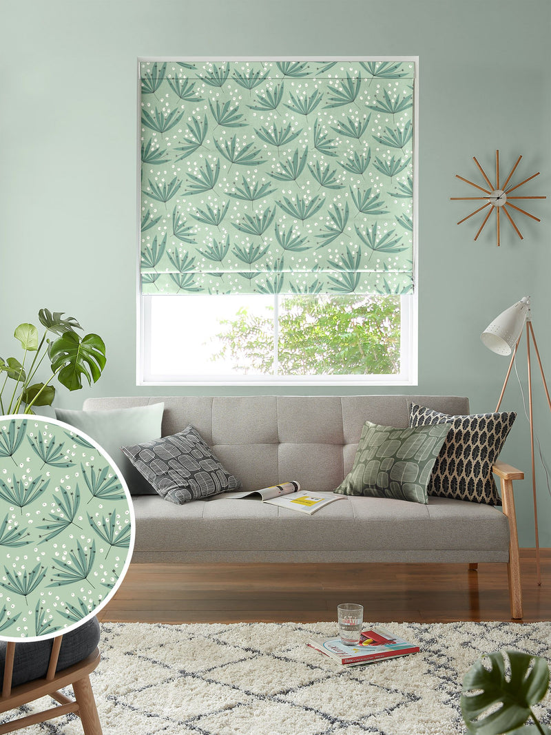 MissPrint Green Wildflower Roman blind, imported from the UK