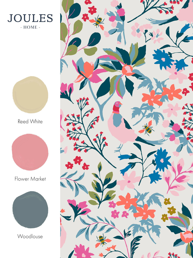 Joules floral wallpaper antique creme fields edge - British brand