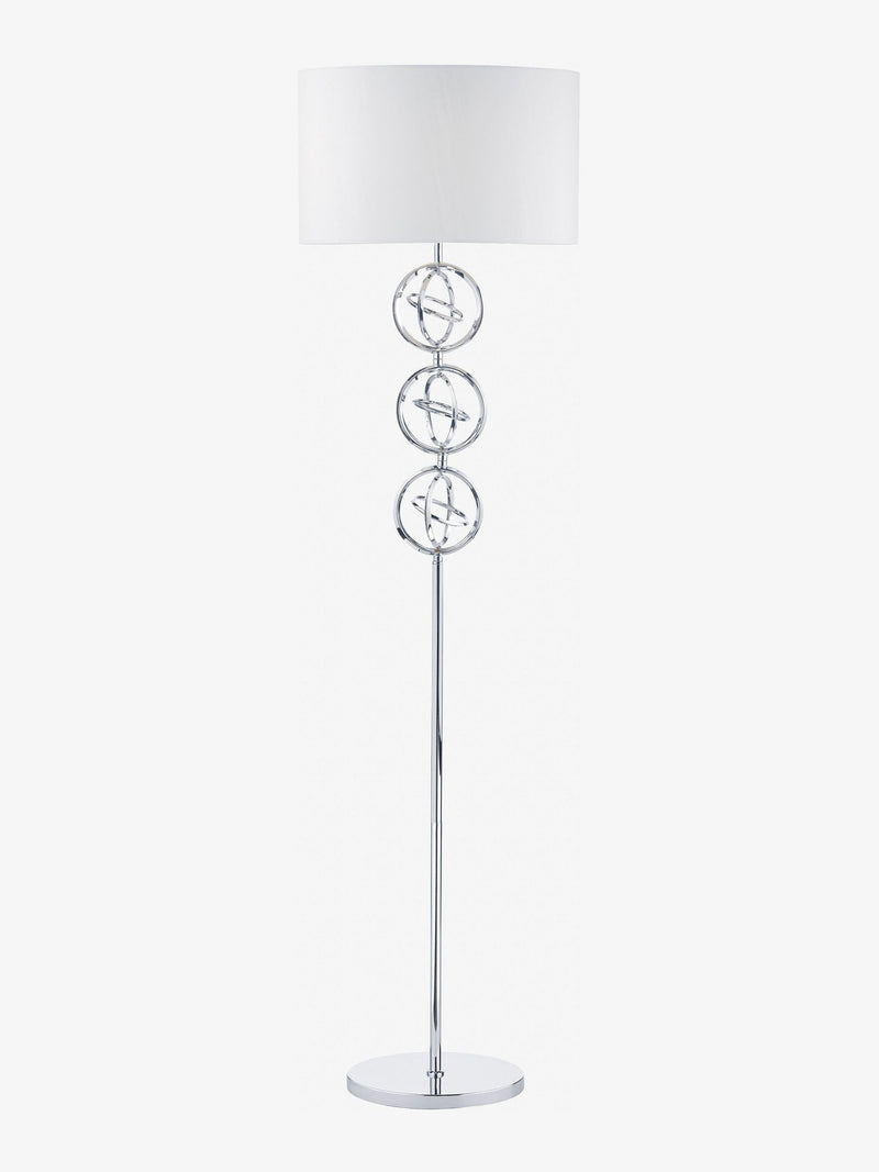 Dar Lighting Chrome Venus floor lamp with ivory faux silk shade - British product