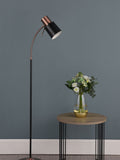 Dar Lighting James floor lamp matt black with copper accents - British product