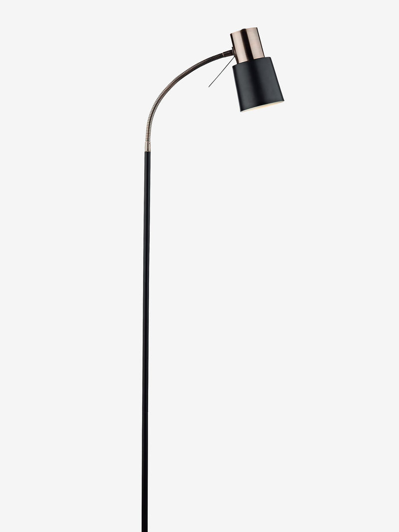 Dar Lighting James floor lamp matt black with copper accents - British product