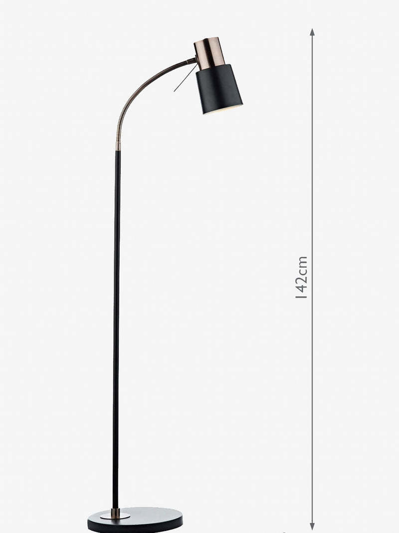 Dar Lighting James floor lamp matt black with copper accents - British product