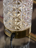 Rockett St George clear cut glass decanter rechargeable lamp, UK version