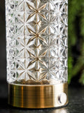 Rockett St George clear cut glass decanter rechargeable lamp, UK version