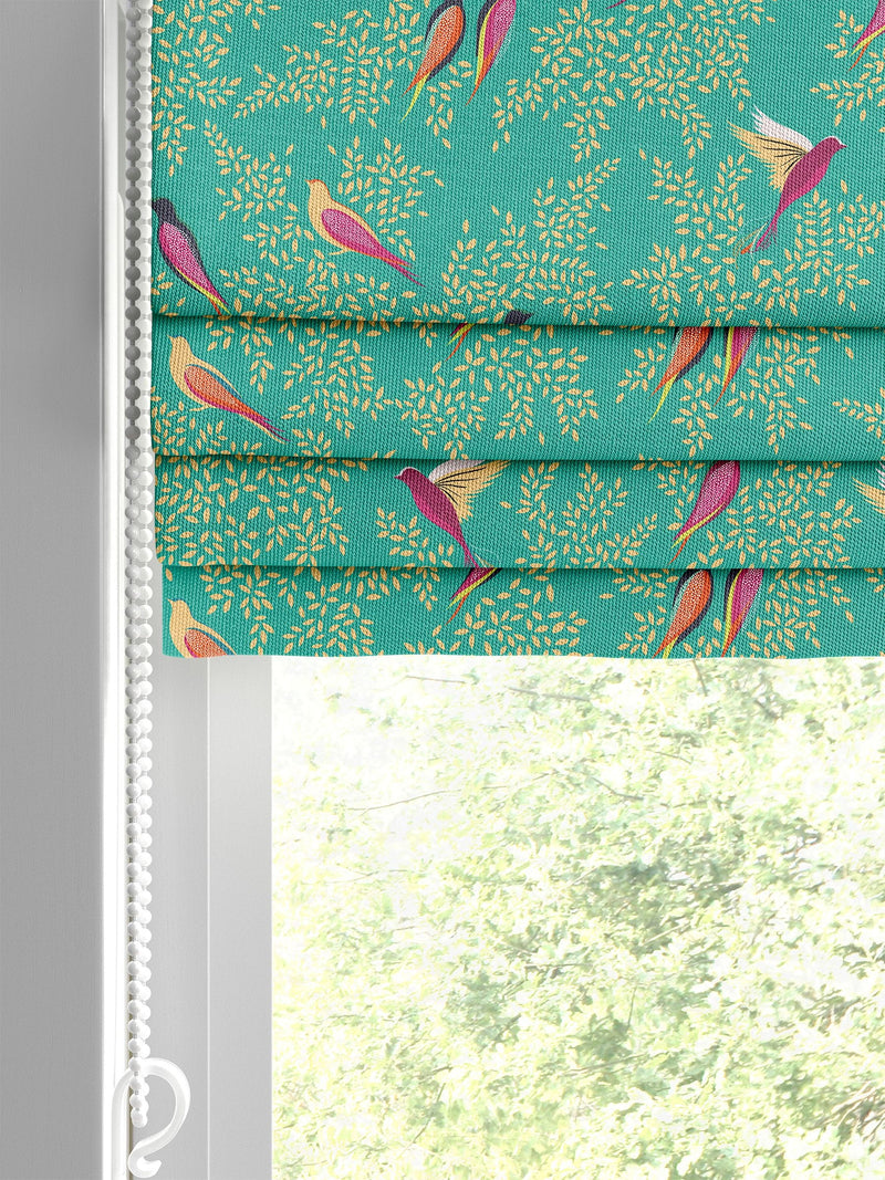 Sara Miller green birds roman blind - British product