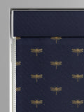Sara Miller navy roman blind with dragonflies, imported from the UK