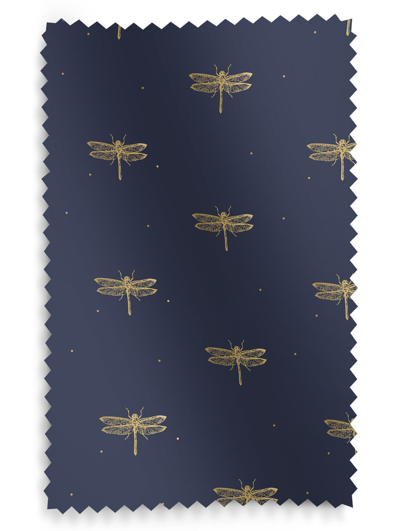 Sara Miller navy roman blind with dragonflies, imported from the UK