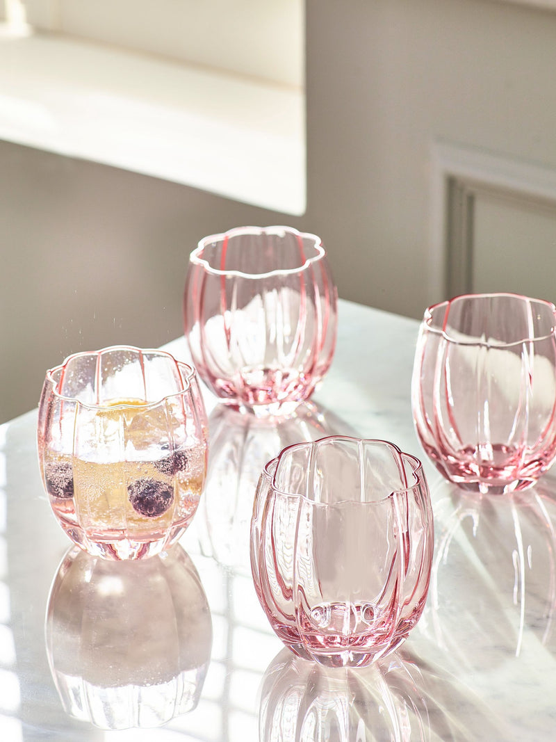Ottilie Pink Short Tumblers set of 4, imported from the UK