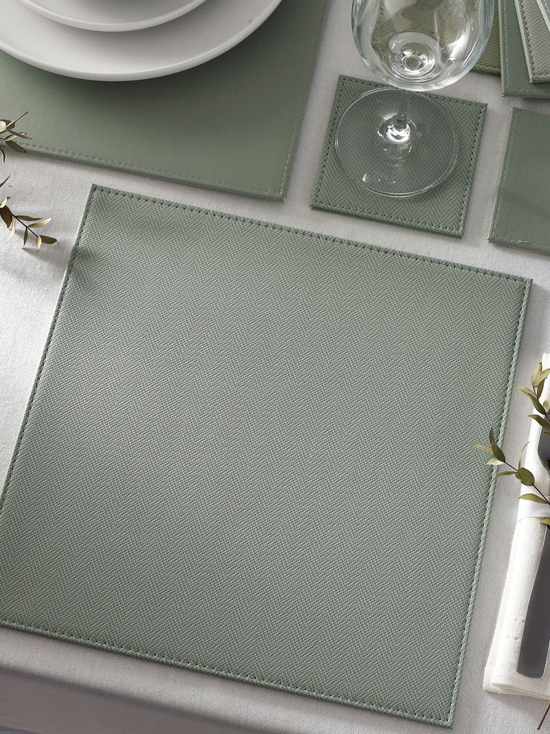 Sage green reversible faux leather placemats and coasters set of 4 (British brand)